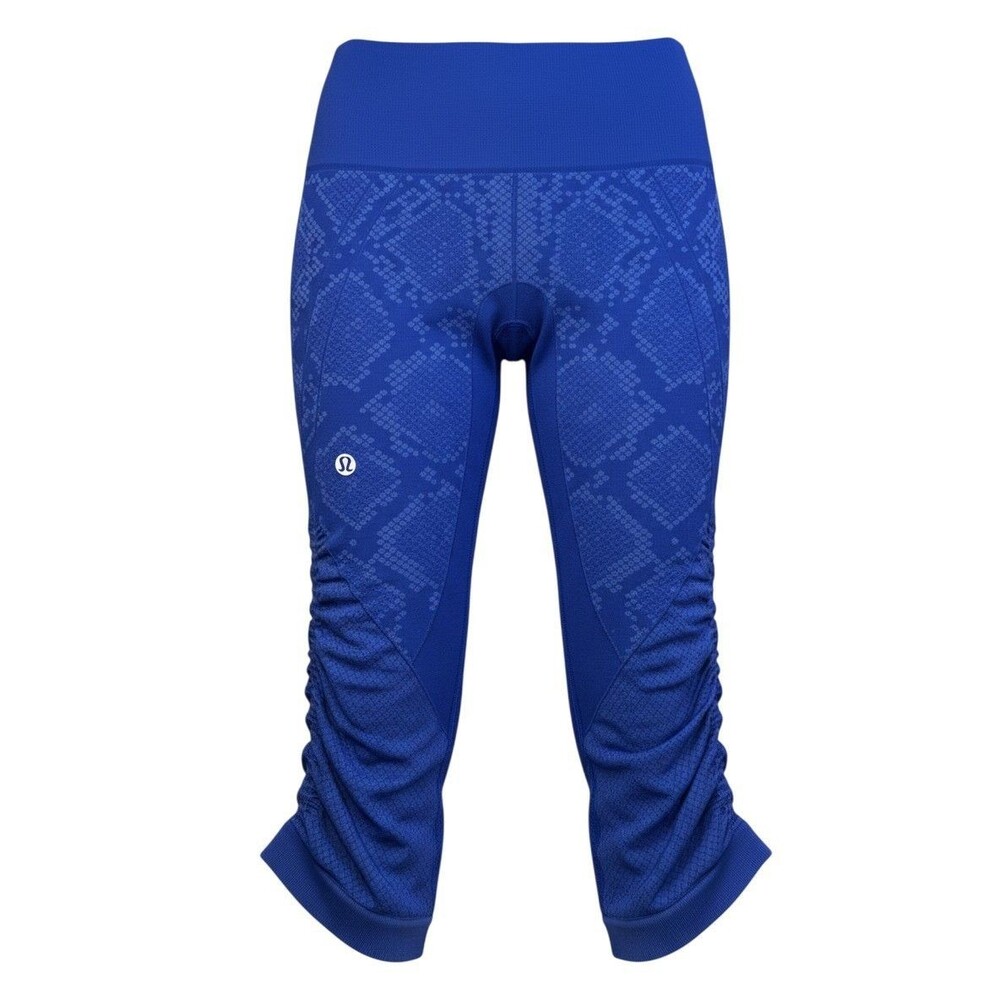 Lululemon size 4 Women’s In The Flow Crop Sapphire Blue Snakeskin, pre-owned